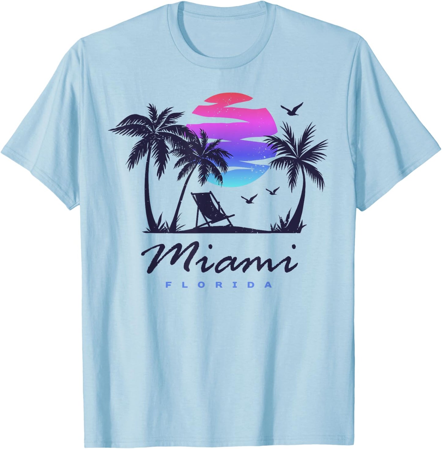 MIAMI Florida Beach Vacation Spring Break Honeymoon Vintage Men Women Kids T-Shirt - T-Shirt | Light Blue
