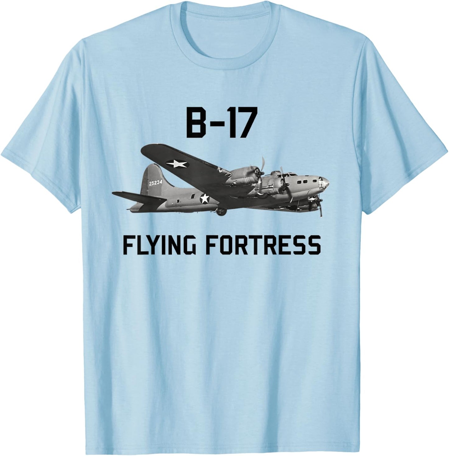 B-17 Flying Fortress World War 2 Bomber Warplane T-Shirt - T-Shirt | Light Blue