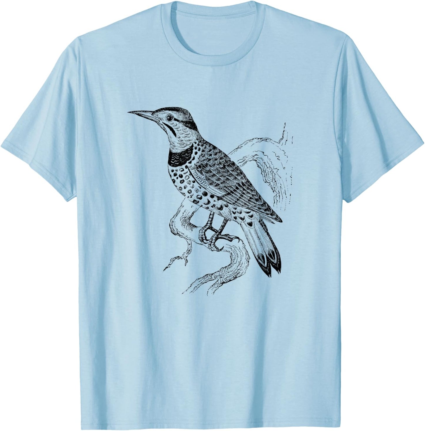 Northern Flicker Bird Print T-Shirt - T-Shirt | Light Blue