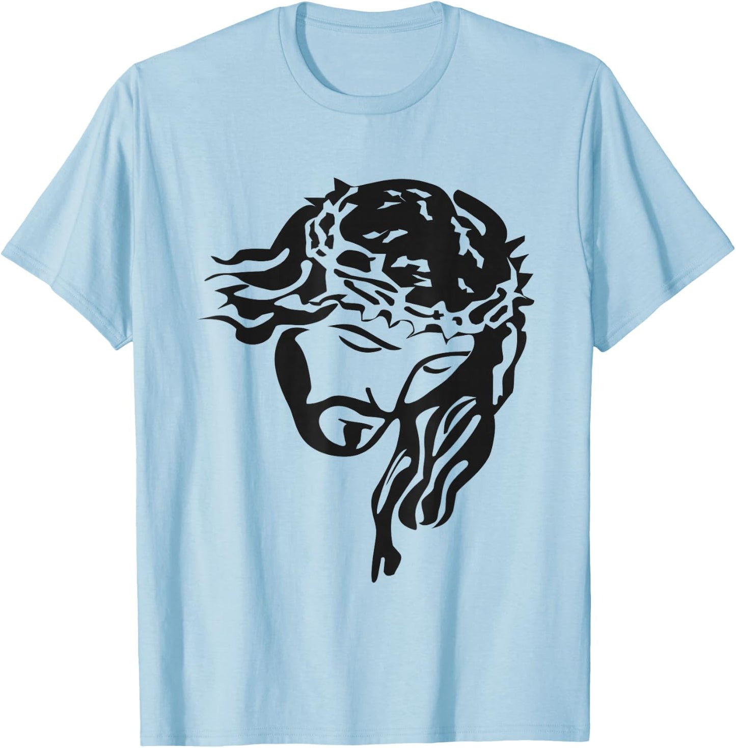 Face of Jesus Christ w/ Crown of Thorns (Christian ) T-Shirt - T-Shirt | Light Blue