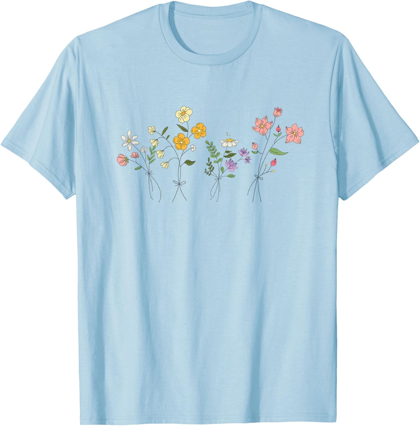 Vintage Inspired Botanical Flower Gardener Naturalist Flower T-Shirt - T-Shirt | Light Blue