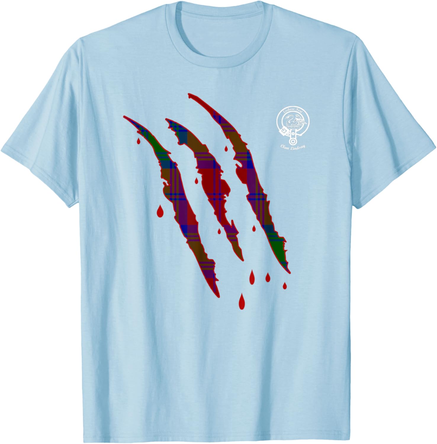 Clan Lindsay surname last name Scottish Tartan T-Shirt - T-Shirt | Light Blue