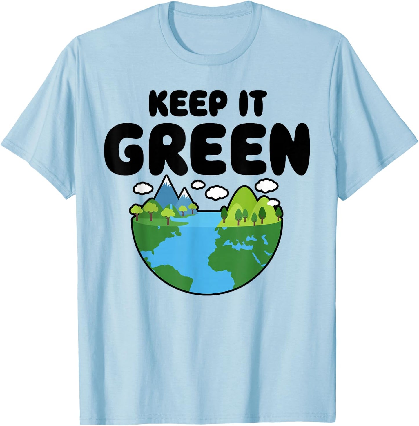 Keep It Green Earth Day Planet Environmental Awareness Retro T-Shirt - T-Shirt | Light Blue