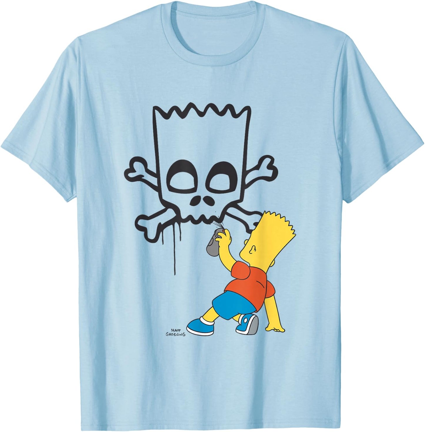 The Simpsons Bart Spray Paint Skull Graffiti T-Shirt - T-Shirt | Light Blue