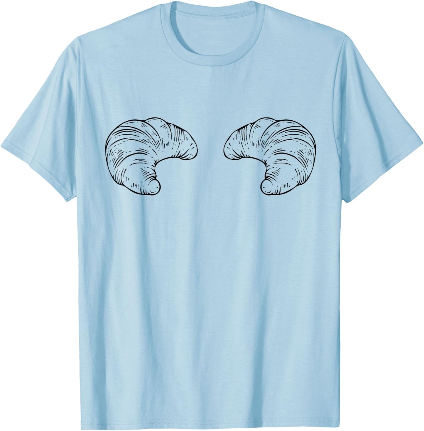 Cute Croissant Boobs Funny Bakery Breast Boobies Titties T-Shirt - T-Shirt | Light Blue