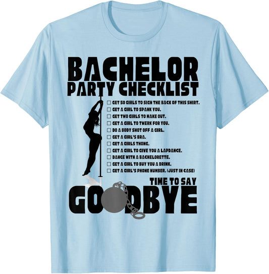 Bachelor Party Checklist Stag Groom Gag Men's T-Shirt - T-Shirt | Light Blue