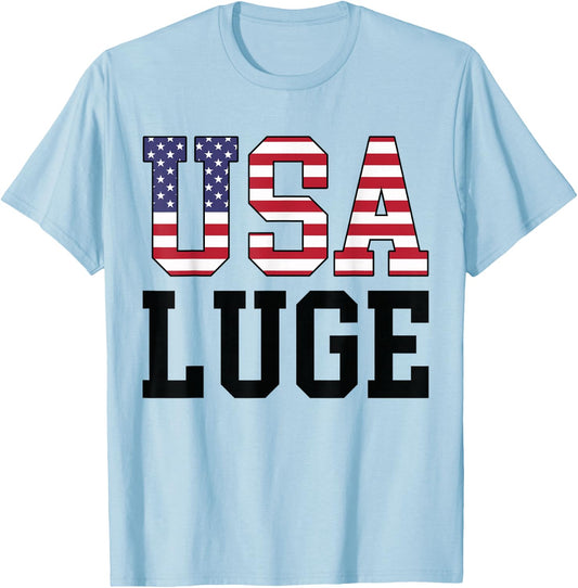USA Flag Luge Rider - American USA Luge T-Shirt - T-Shirt | Light Blue