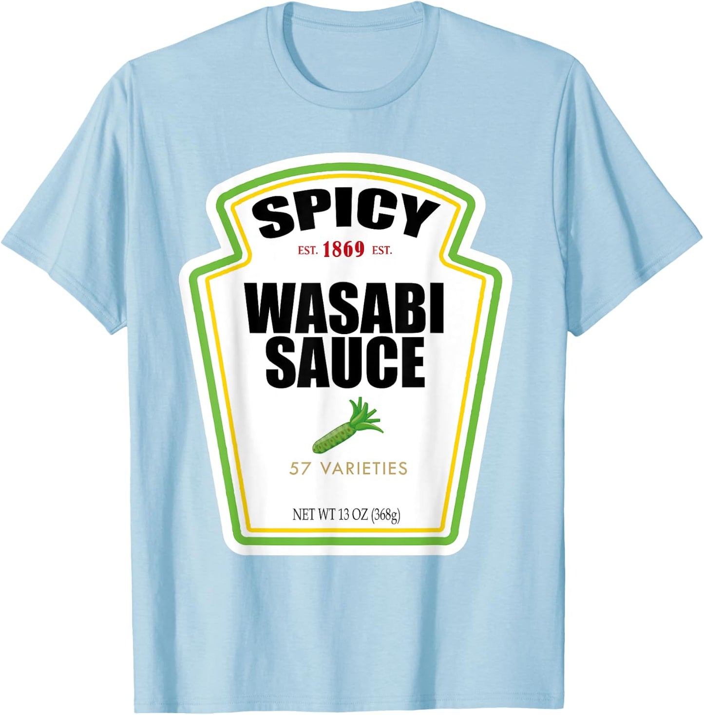 Spicy Wasabi Sauce Bottle Label Funny Halloween Costume T-Shirt - T-Shirt | Light Blue