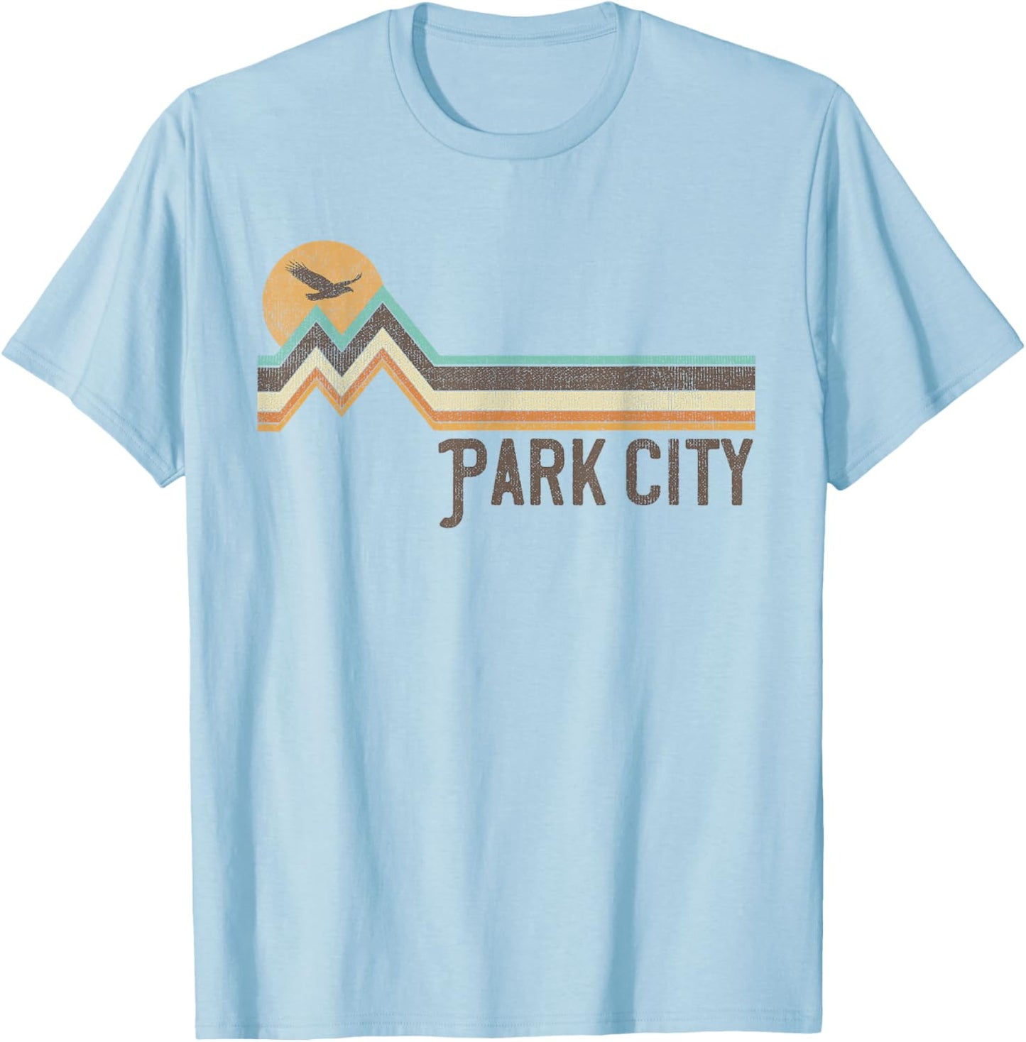 Park City Utah 70's 80's Retro Style Vintage Distressed Gift T-Shirt - T-Shirt | Light Blue