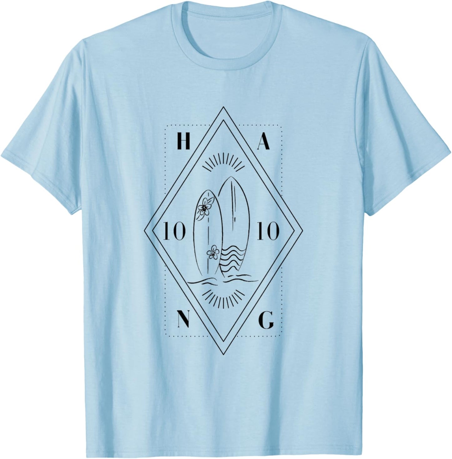 Surf Hang 10 Surfboard surfer Men Women T-Shirt - T-Shirt | Light Blue