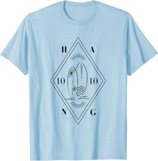 Surf Hang 10 Surfboard surfer Men Women T-Shirt - T-Shirt | Light Blue