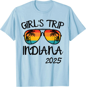 Girls Trip Indiana 2025 Summer Vacation Matching T-Shirt - T-Shirt | Light Blue