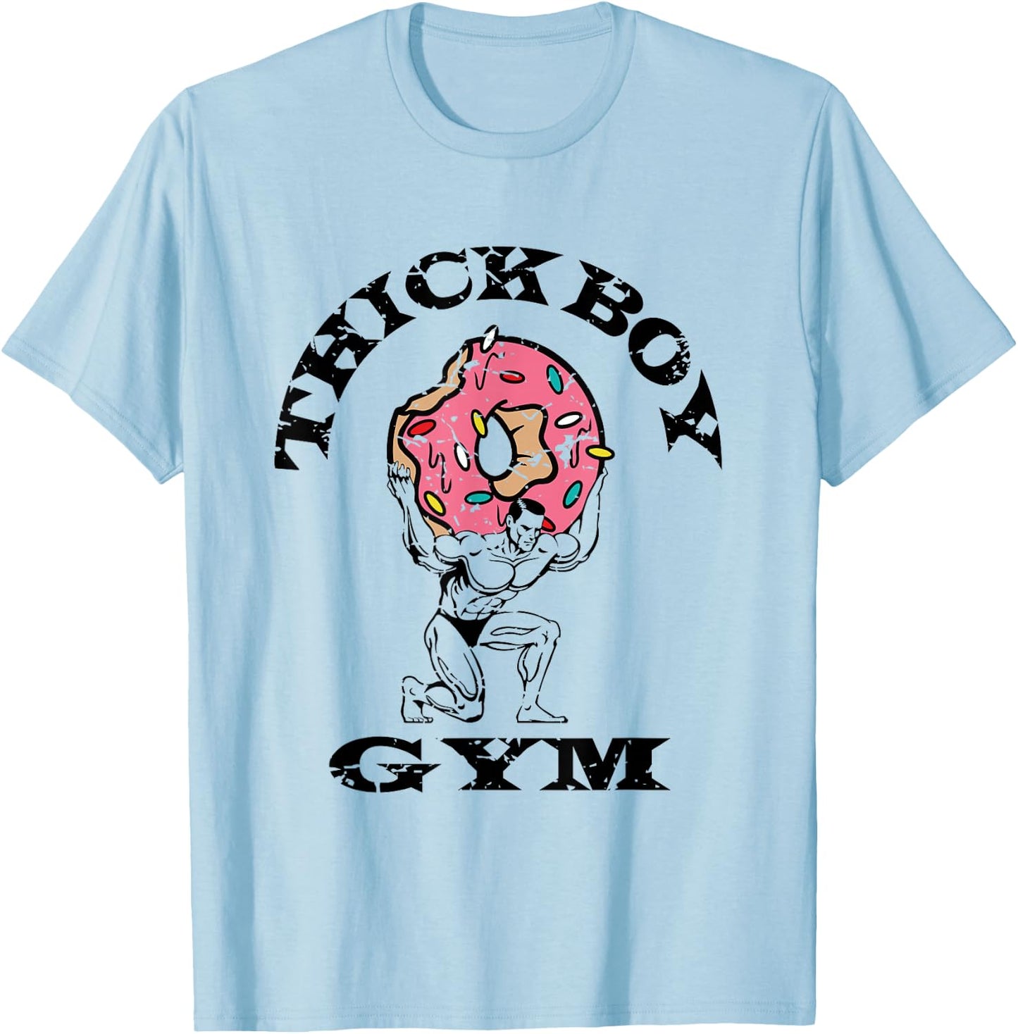 Thick Boy Gym Club Distressed Retro Old School Bodybuilding T-Shirt - T-Shirt | Light Blue