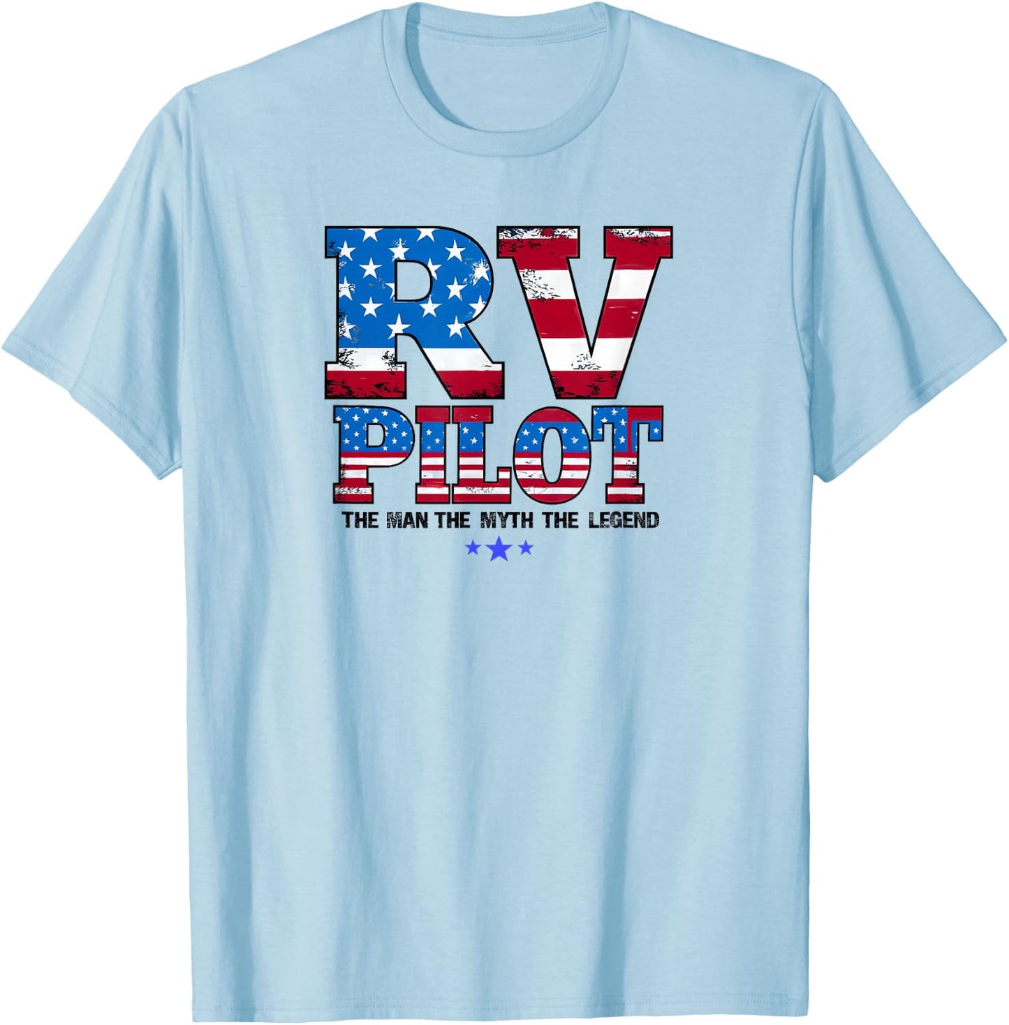 Patriotic RV Pilot | American Flag RV Driver Gift T-Shirt - T-Shirt | Light Blue