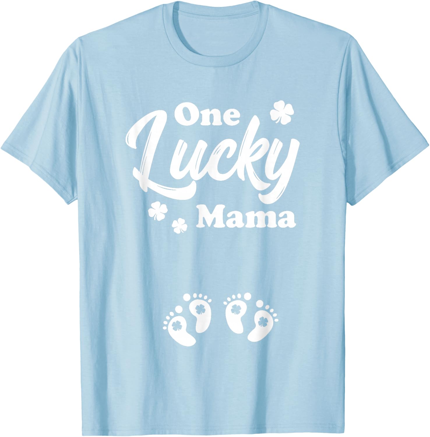 One Lucky Mama Shirt Mom of Twins St Patrick's Pregnancy T-Shirt - T-Shirt | Light Blue