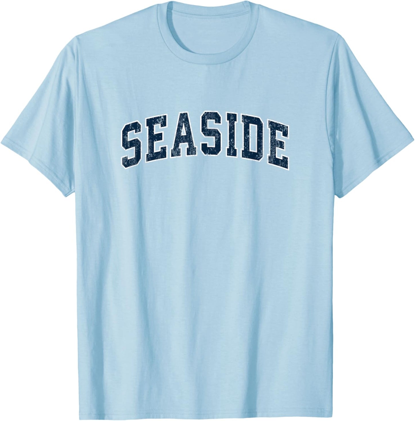 Seaside California CA Vintage Sports Design Navy Design T-Shirt - T-Shirt | Light Blue
