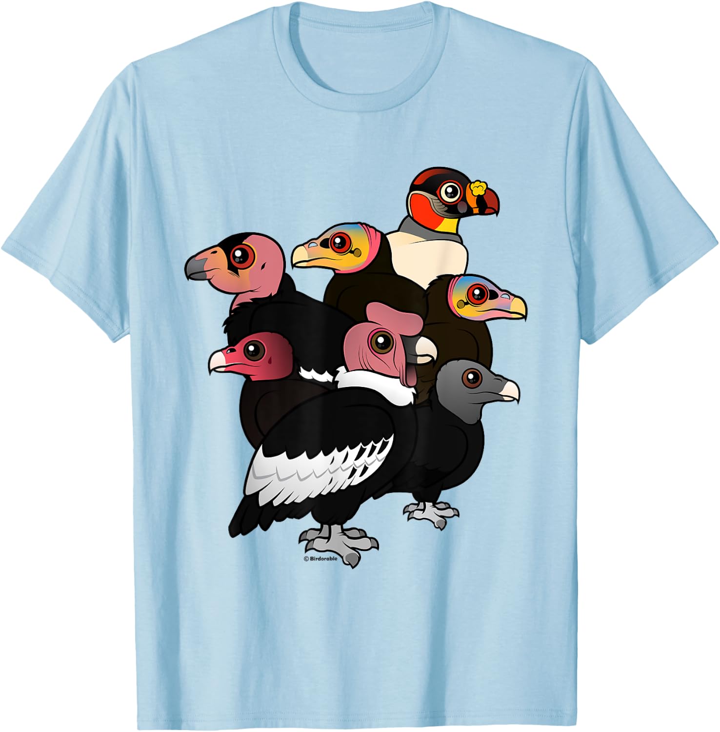 New World Vultures and Condors Cartoon Birdorable T-Shirt - T-Shirt | Light Blue