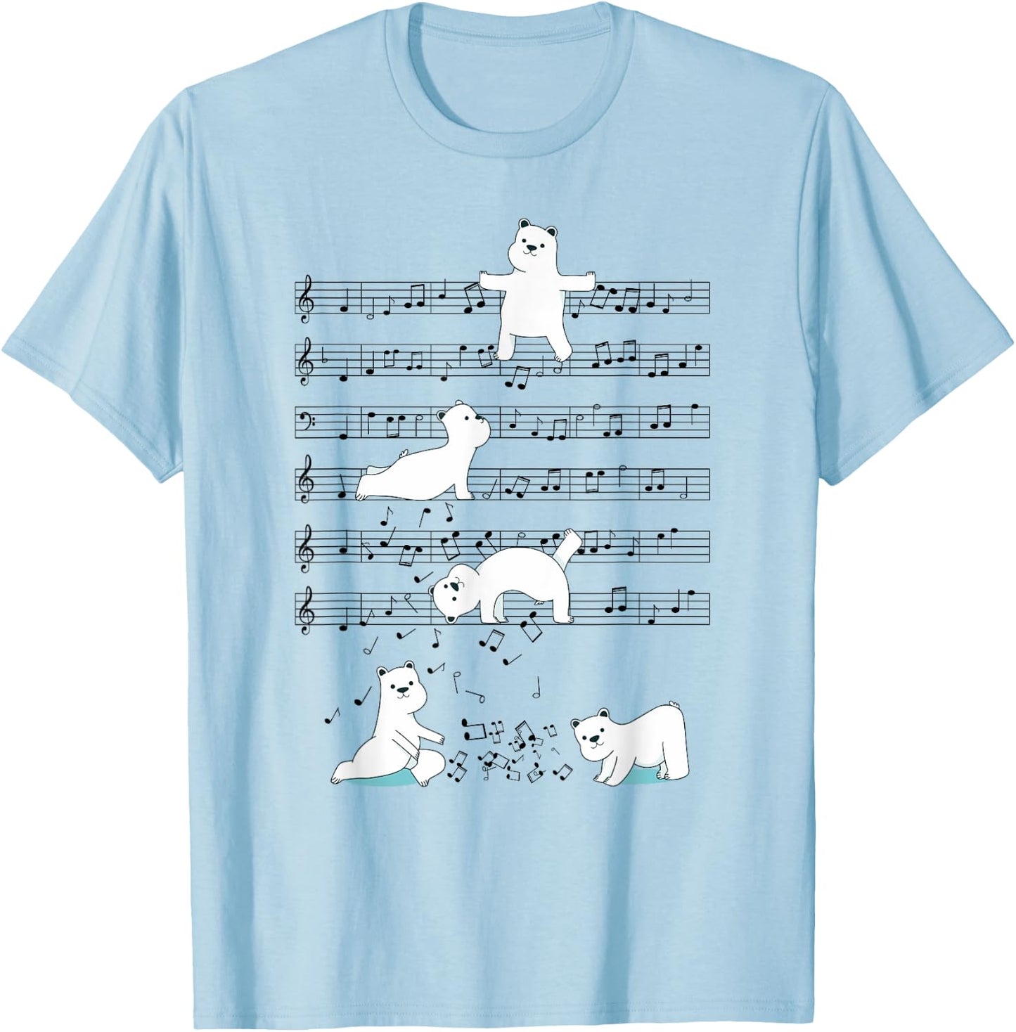 Funny Polar Bear music yoga Playing Music Note T-Shirt - T-Shirt | Light Blue