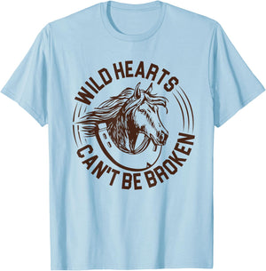 Wild Hearts Can't Be Broken - Chin up Heels Down Horse Lover T-Shirt - T-Shirt | Light Blue
