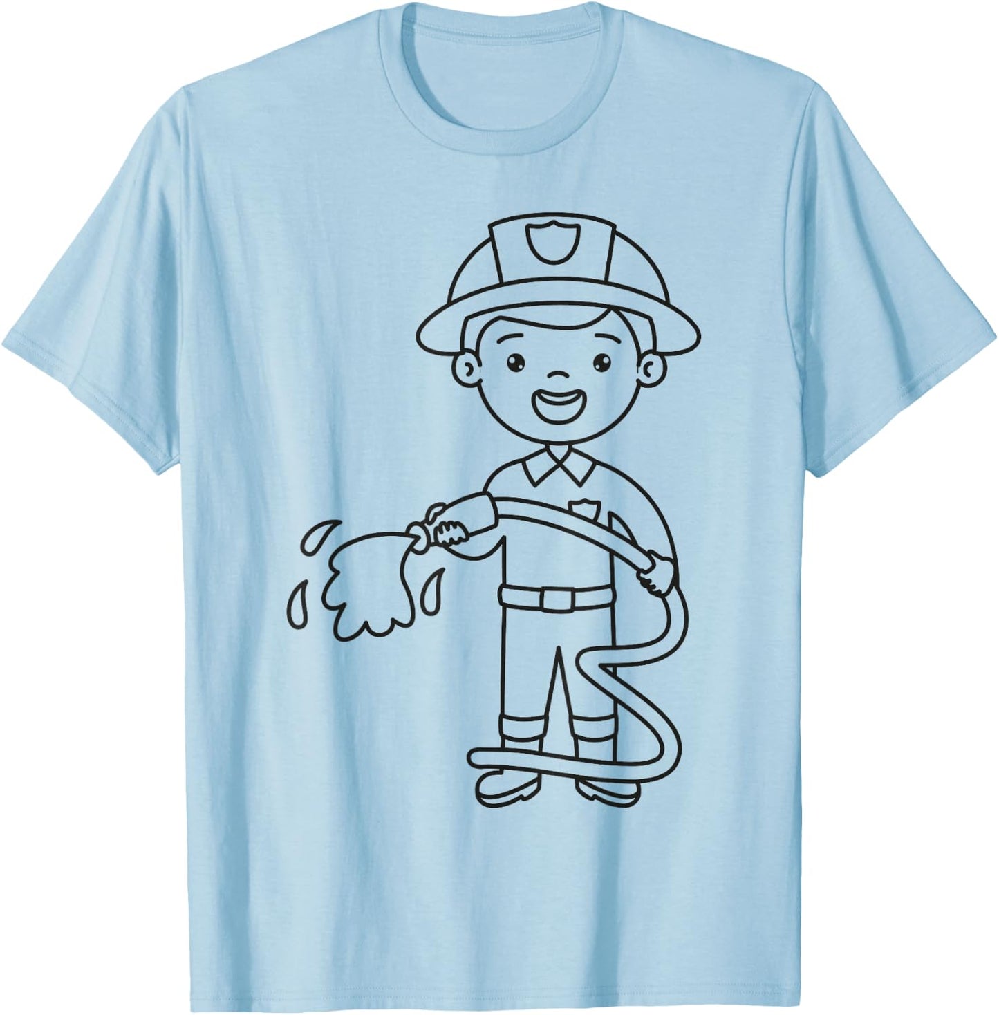 Fireman to paint & color for kids Firefighter T-Shirt - T-Shirt | Light Blue