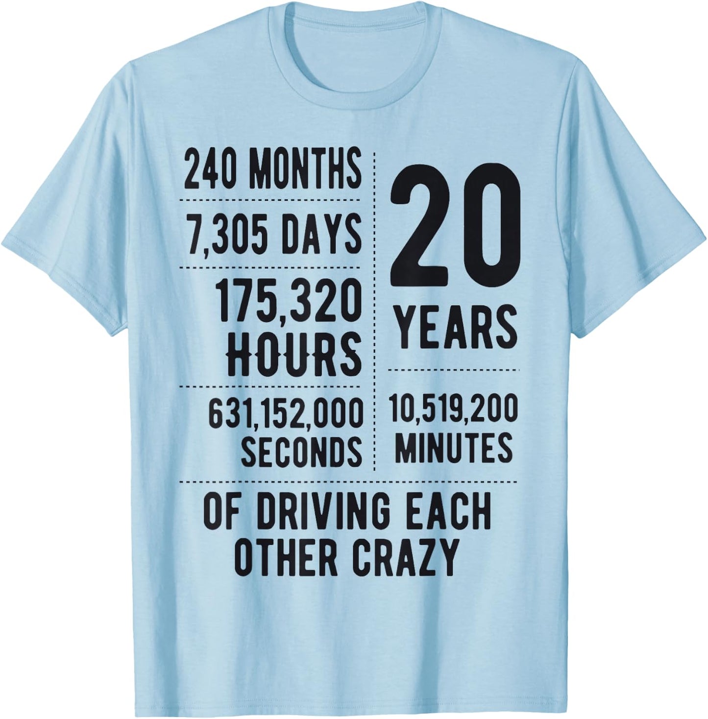 20 Years Married Funny 20th Wedding Anniversary T-Shirt - T-Shirt | Light Blue