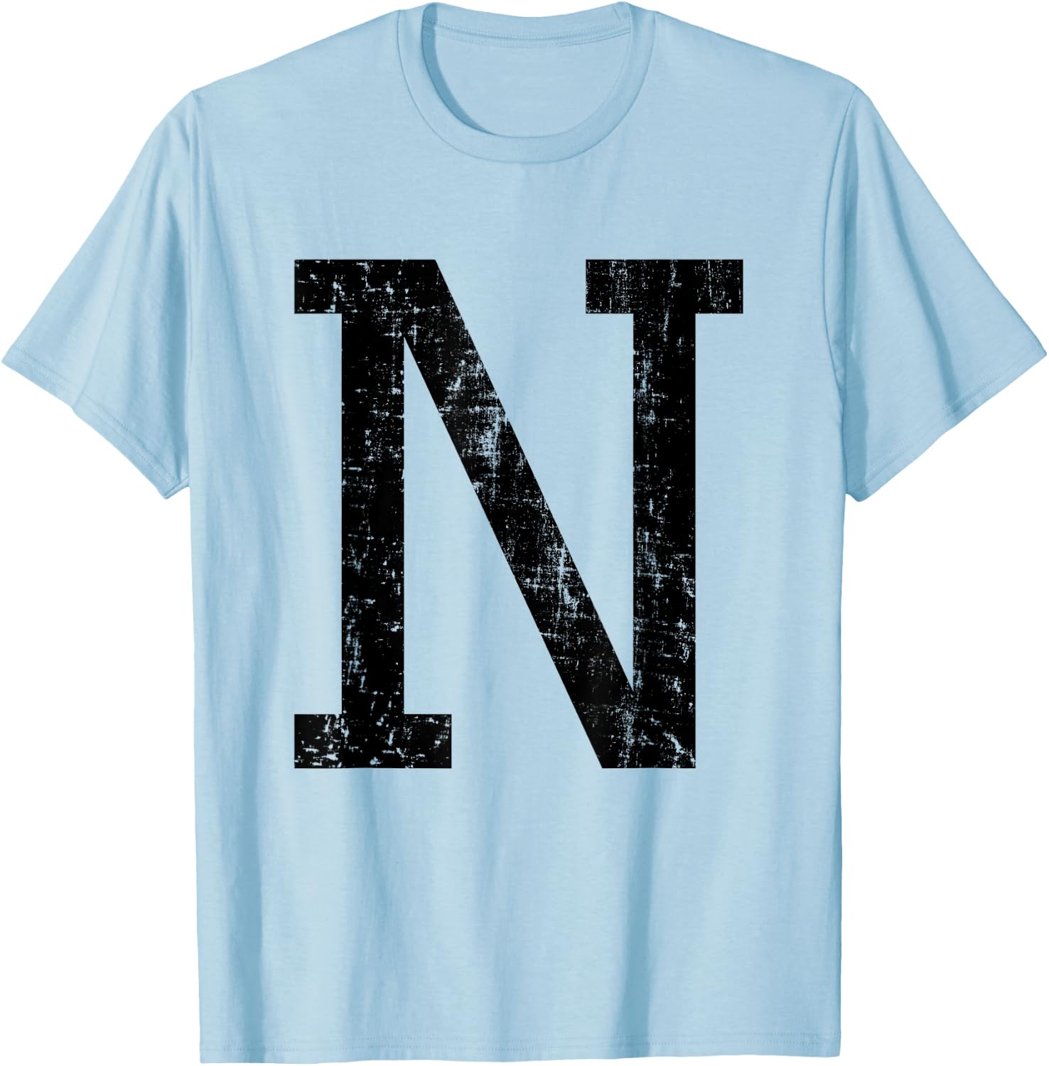 Letter N Capital Alphabet Initial School College Varsity T-Shirt - T-Shirt | Light Blue