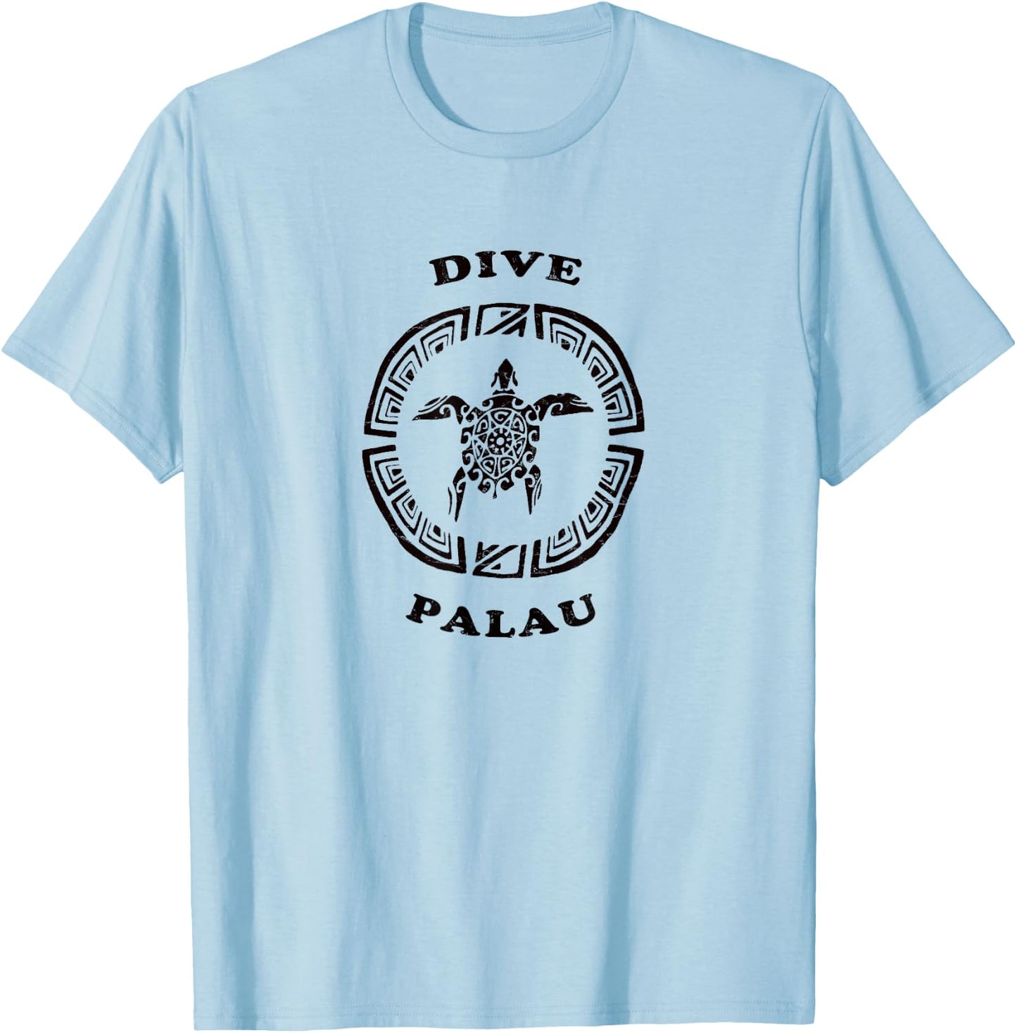 Dive Palau Vintage Tribal Turtle Vacation Gift T-Shirt - T-Shirt | Light Blue