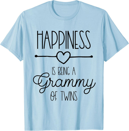 Happiness Is Being A Grammy To Be Grandma Twins Announcement T-Shirt - T-Shirt | Light Blue