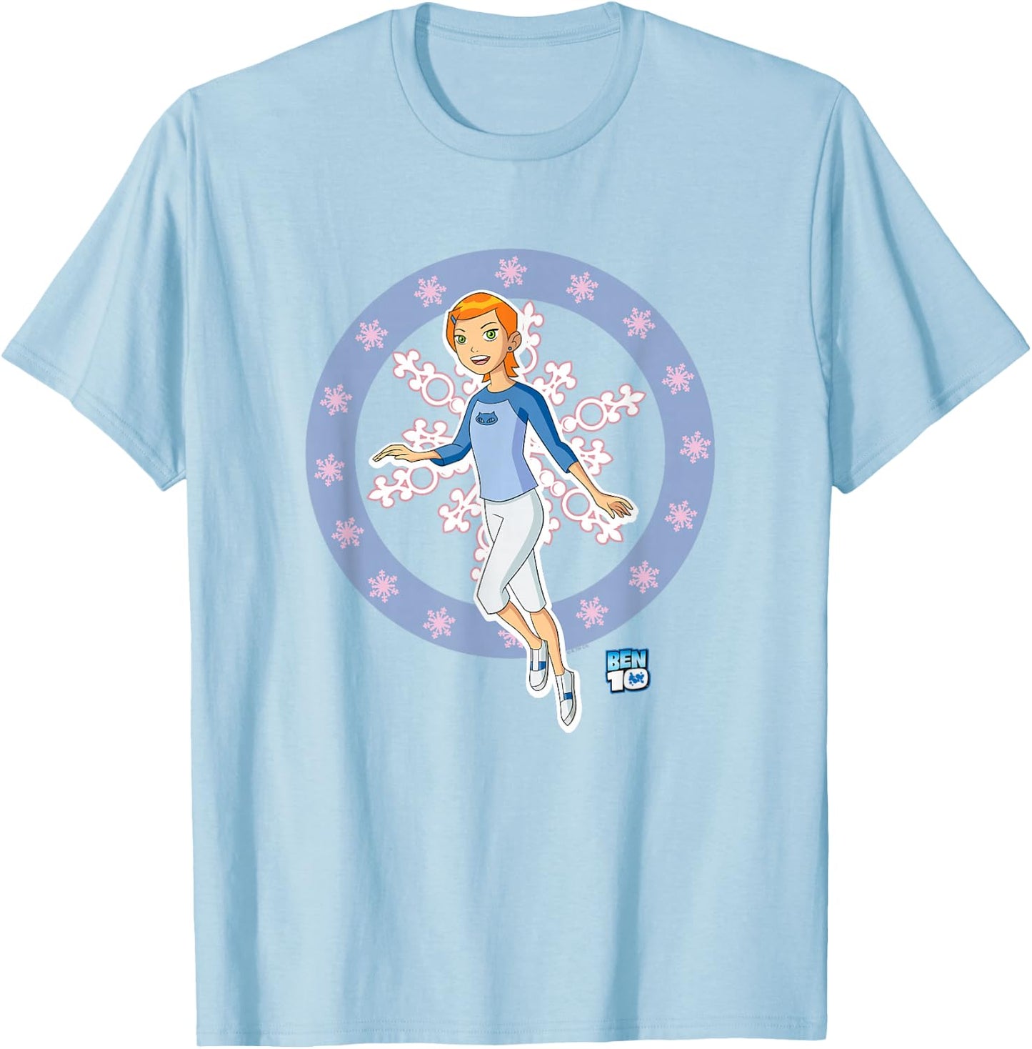 Ben 10: Alien Force Kid Gwen Tennyson Snowflakes Logo T-Shirt - T-Shirt | Light Blue