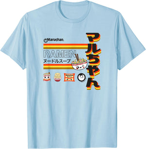 Maruchan Ramen Cute Anime Faces Poster T-Shirt - T-Shirt | Light Blue