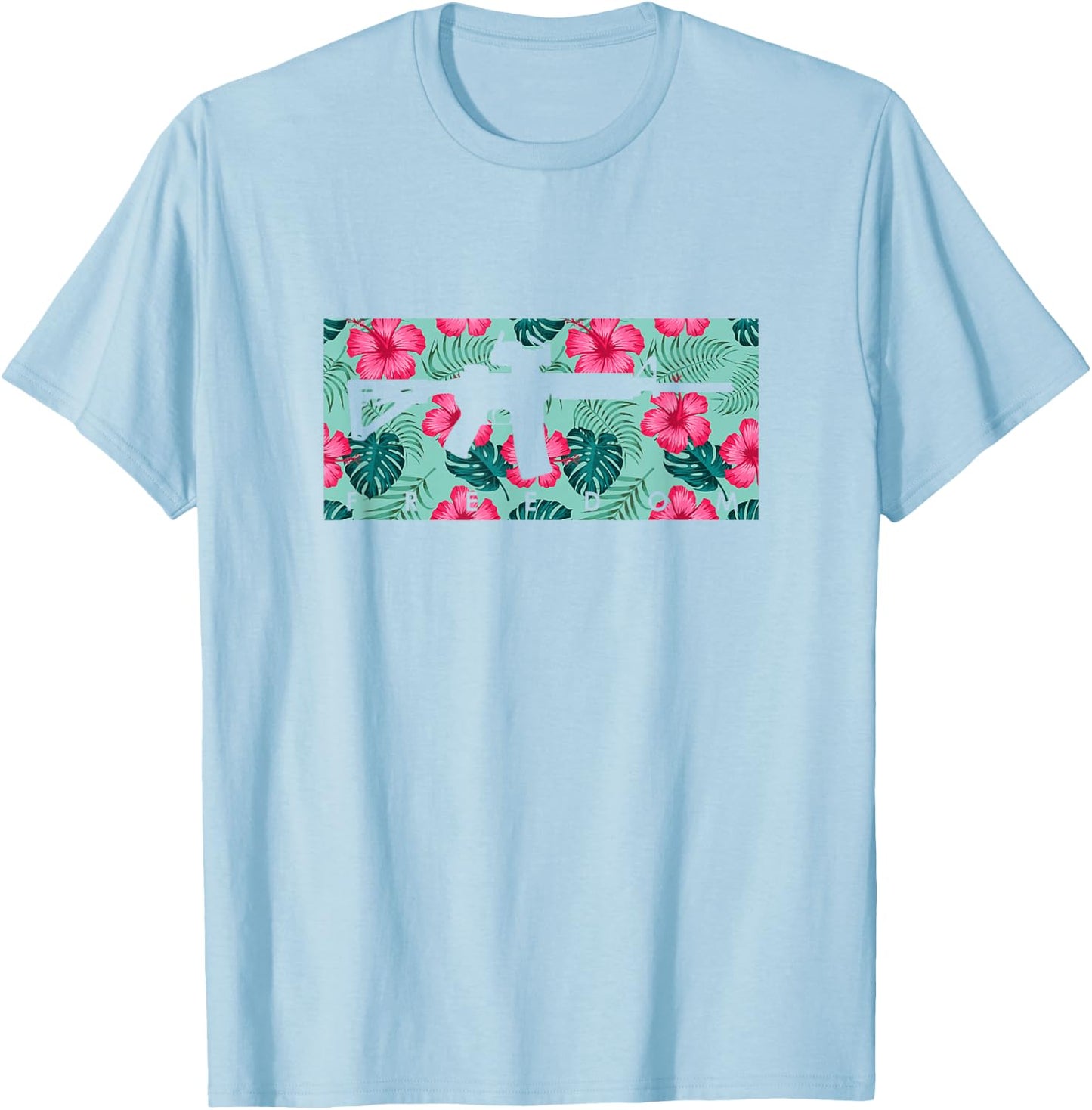 Tropical Gun Lover Firearm Beach Hawaiian Gift Aloha AR15 T-Shirt - T-Shirt | Light Blue