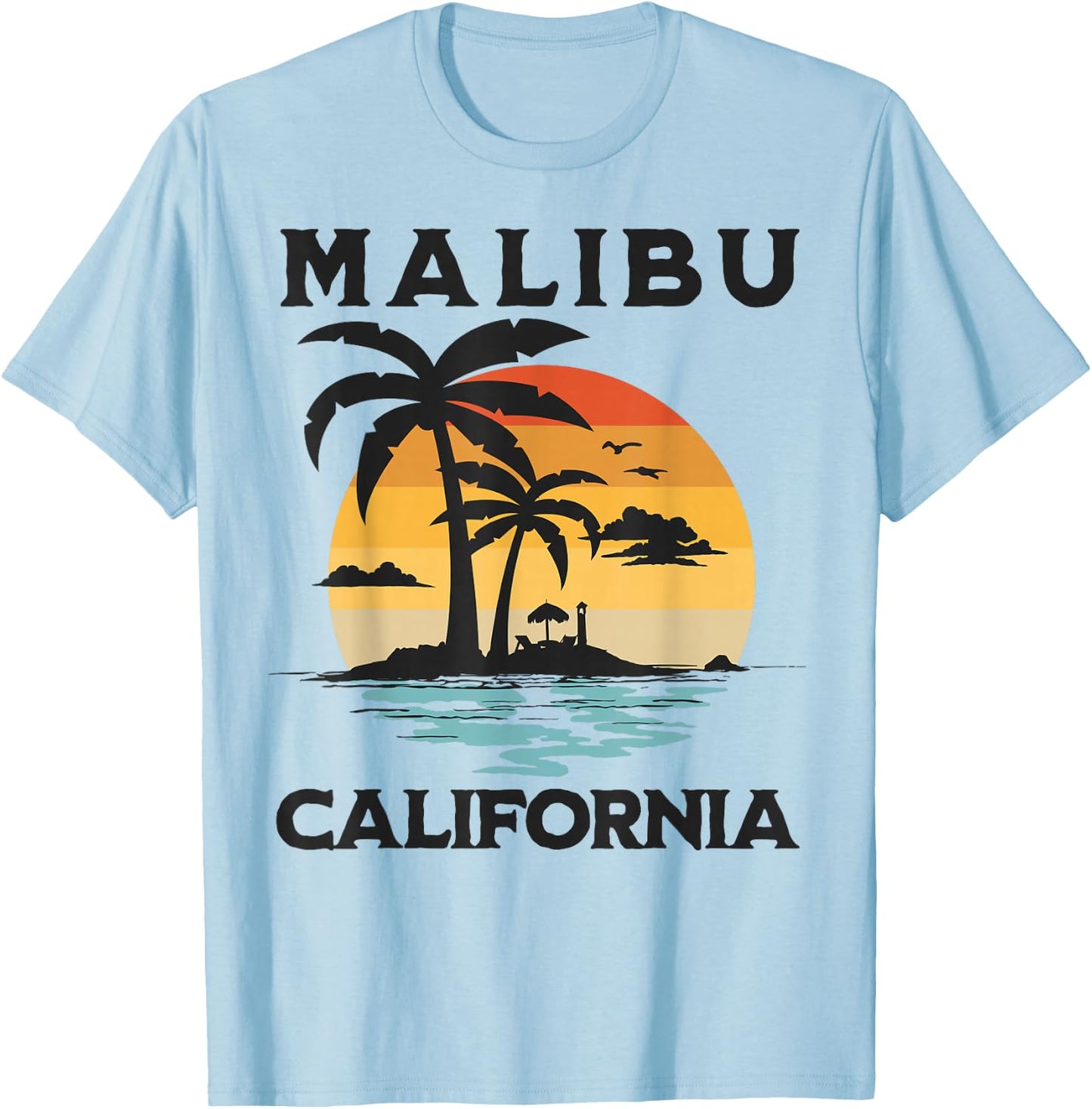 Malibu California Beach Summer Vacation T-Shirt - T-Shirt | Light Blue