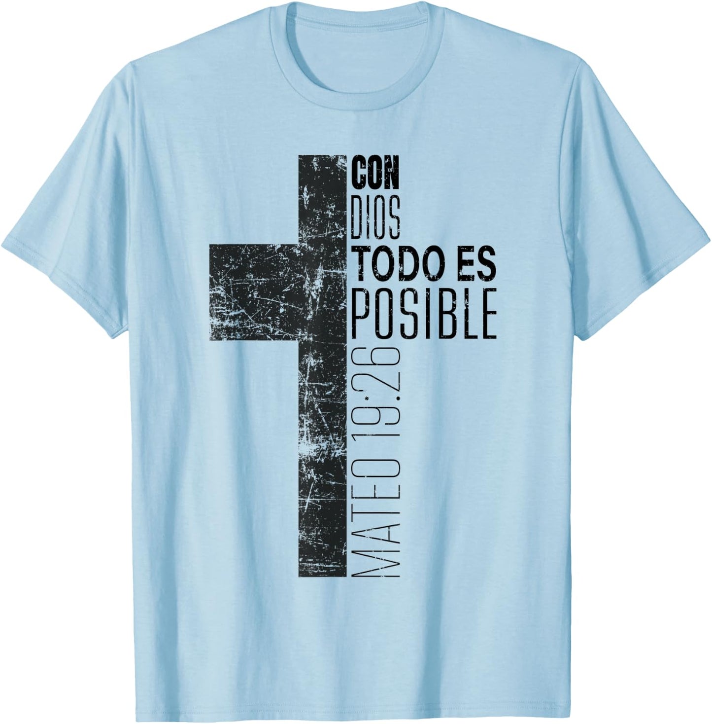 Vintage Christian Spanish Gifts Religious Bible Verse Cross T-Shirt - T-Shirt | Light Blue