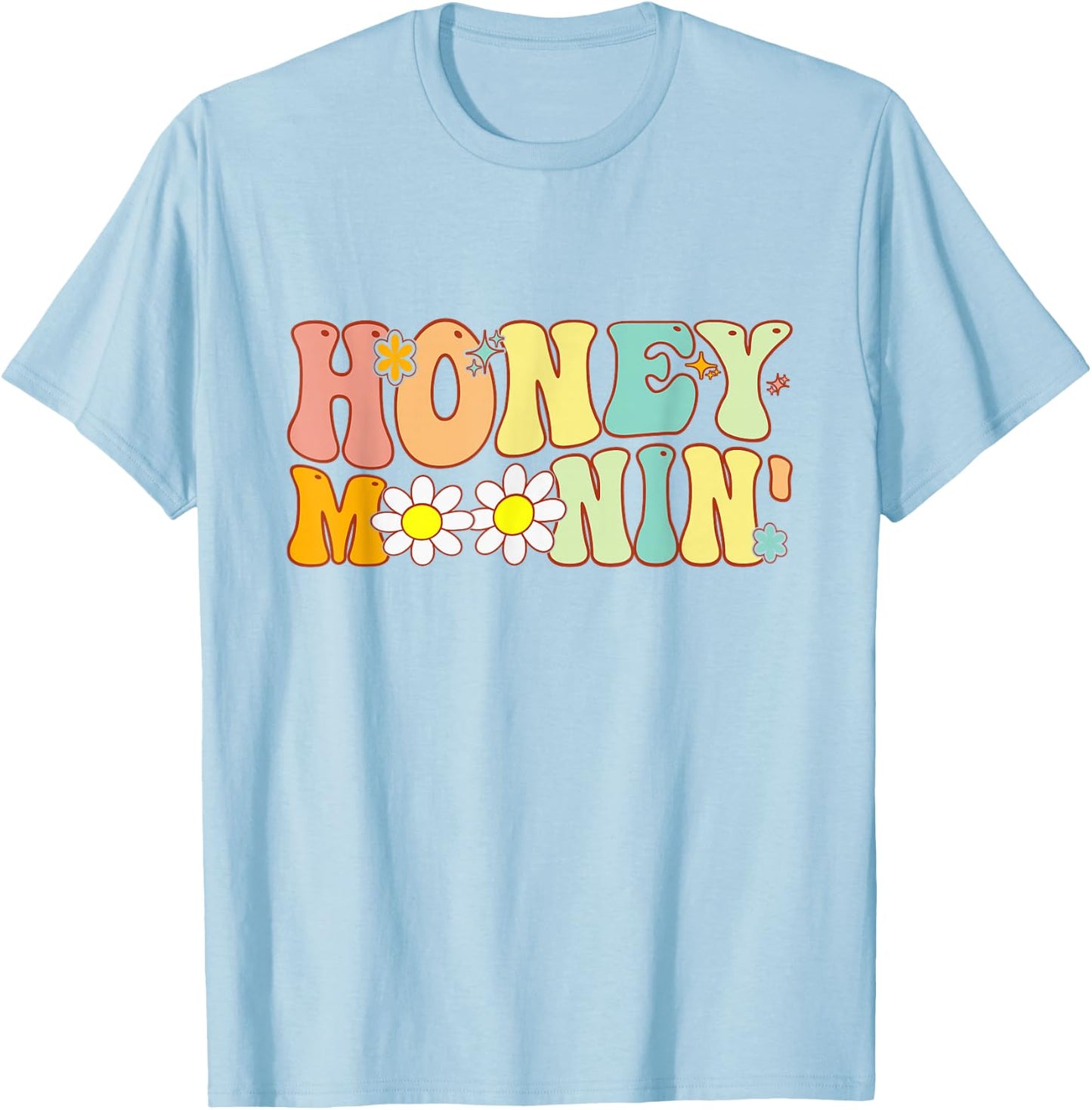 Groovy Honeymoonin Bride Bridal Shower To Honeymoon Vacation T-Shirt - T-Shirt | Light Blue