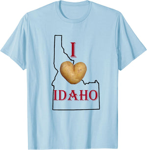 State of Idaho Idahoan Potatoes I Love Idaho Home T-Shirt - T-Shirt | Light Blue