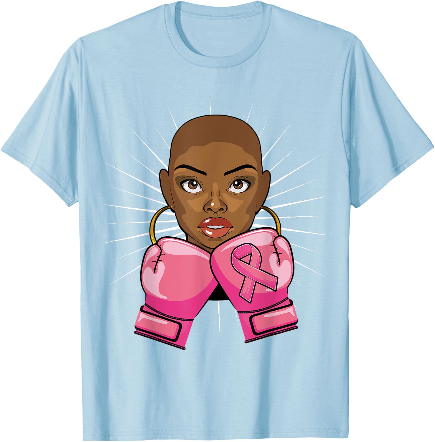 Afro African American Breast Cancer Shirts Girls T-Shirt - T-Shirt | Light Blue
