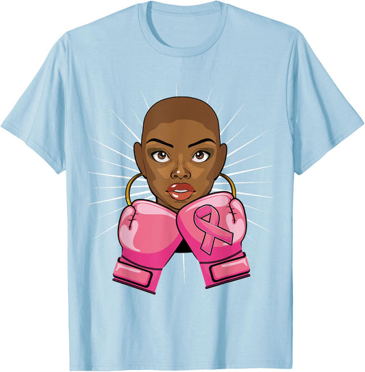 Afro African American Breast Cancer Shirts Girls T-Shirt - T-Shirt | Light Blue