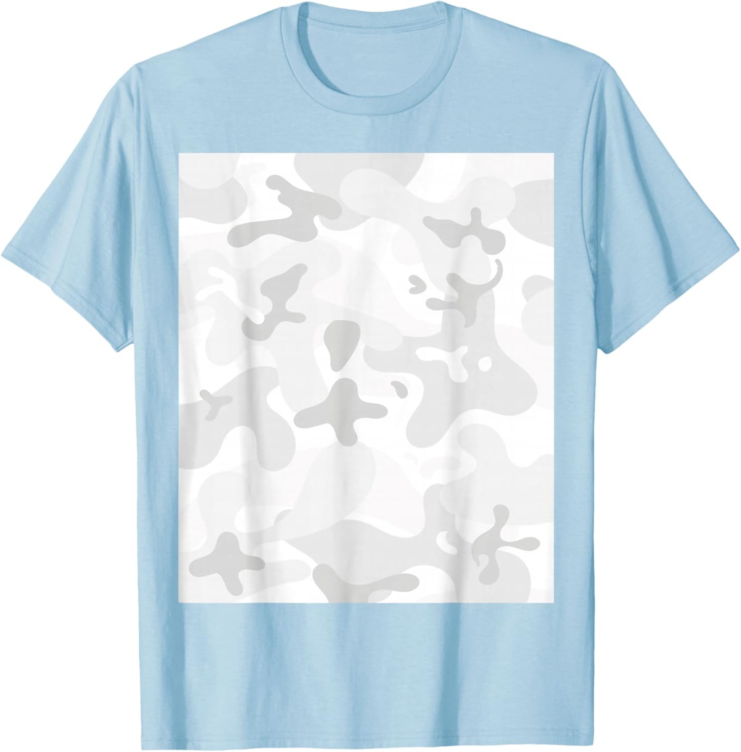 Snow Storm White Camouflage Army Military Camouflage Hunter T-Shirt - T-Shirt | Light Blue