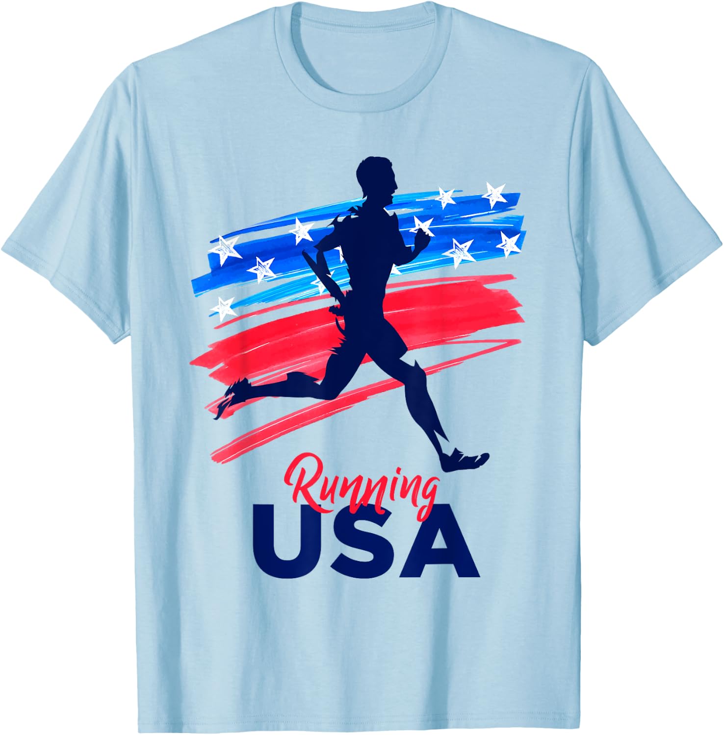 Running USA Support the Team Shirt USA Flag Jogging T-Shirt - T-Shirt | Light Blue