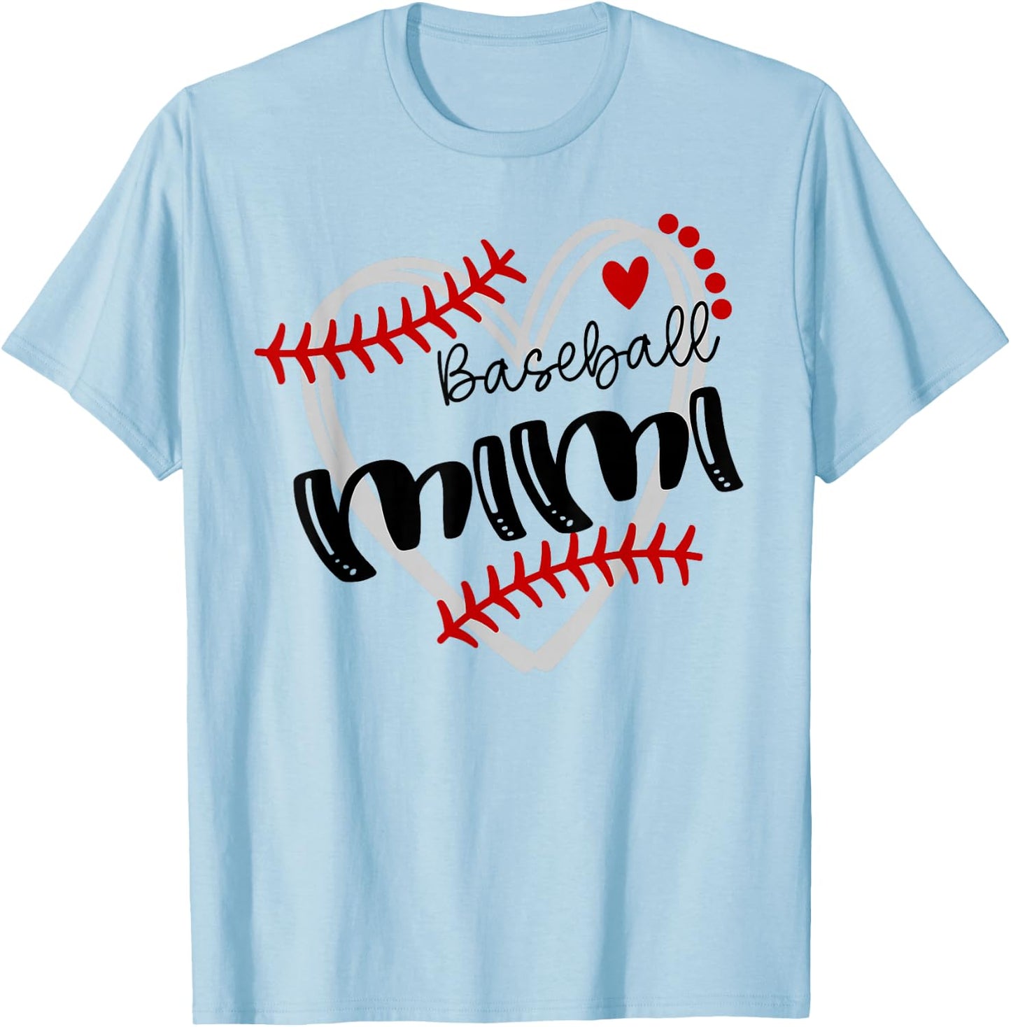 Personalized Baseball Heart Cute Mimi Women Baseball T-Shirt - T-Shirt | Light Blue