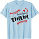 Personalized Baseball Heart Cute Mimi Women Baseball T-Shirt - T-Shirt | Light Blue