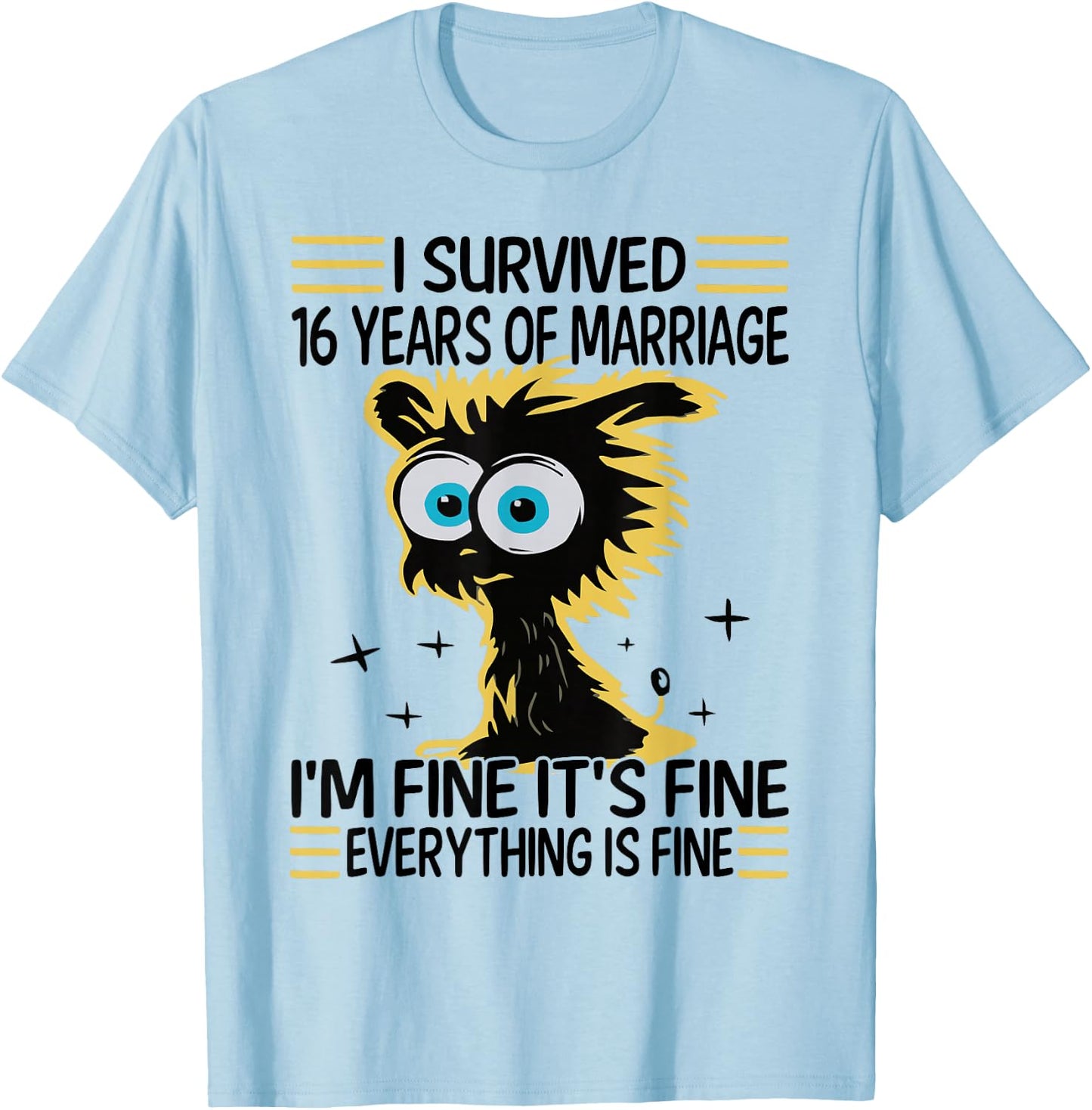 Funny 16th Wedding Anniversary Couples Husband Wife 16 Years T-Shirt - T-Shirt | Light Blue