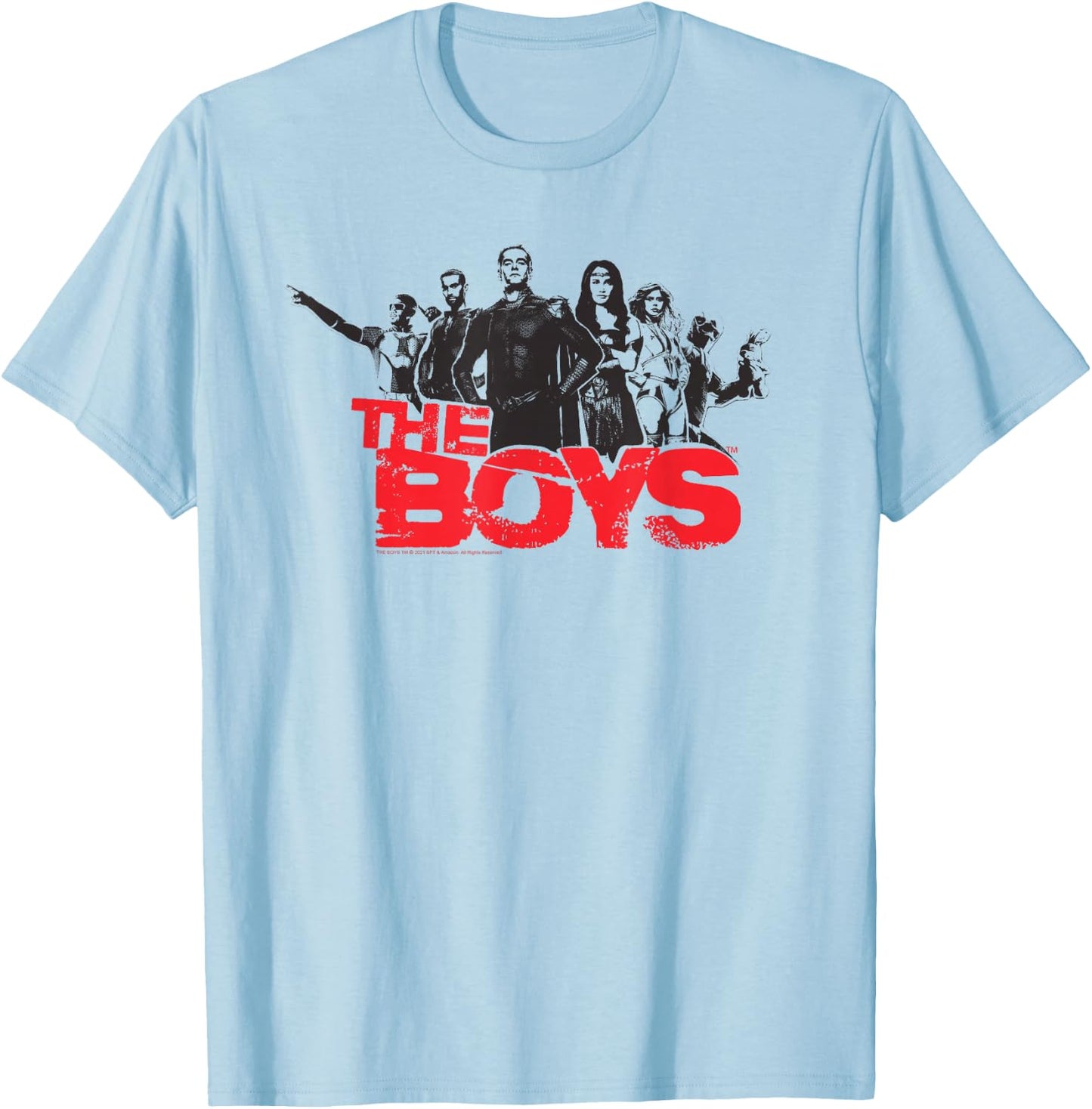 The Boys Hero Cutouts Superhero TV Show T-Shirt - T-Shirt | Light Blue