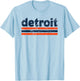 Detroit Michigan Three Stripe Vintage Weathered T-Shirt - T-Shirt | Light Blue