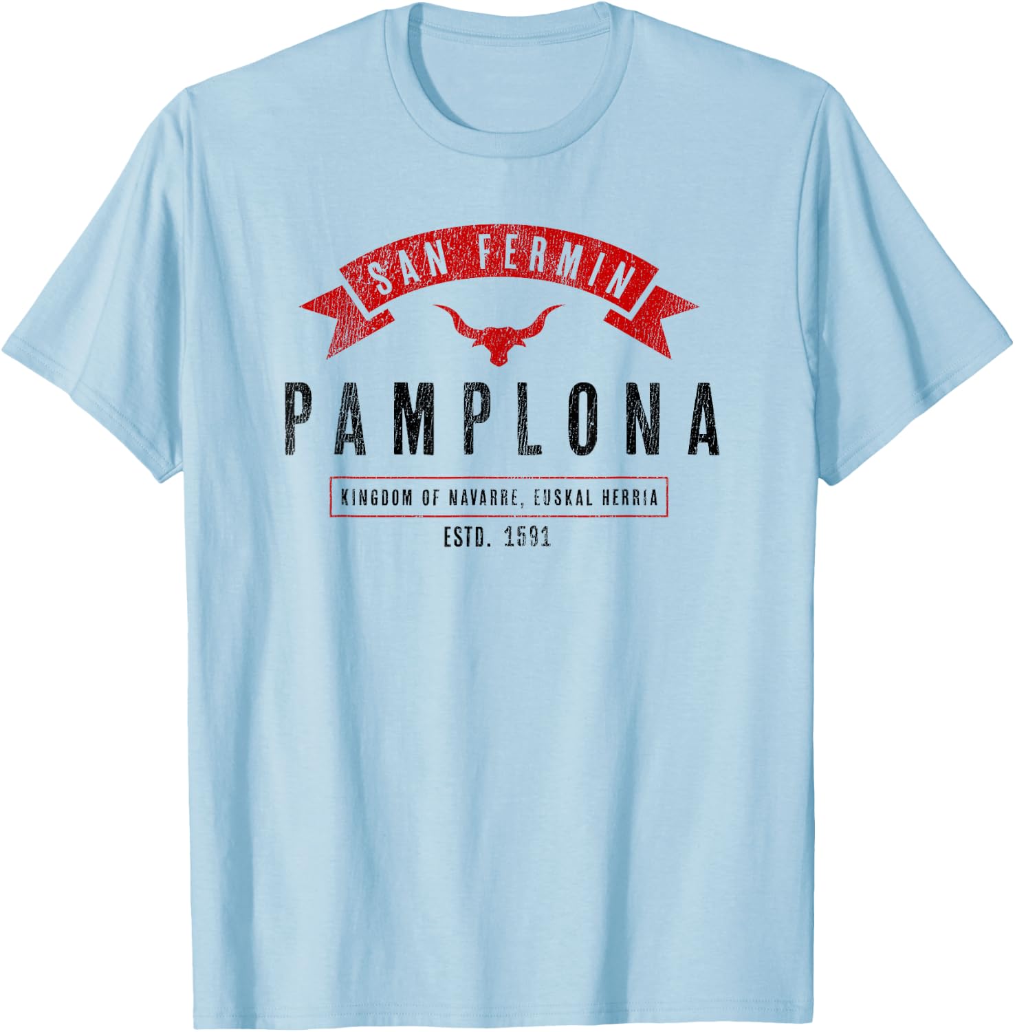 Basque: Pamplona Shirt / San Fermin T-Shirt - T-Shirt | Light Blue