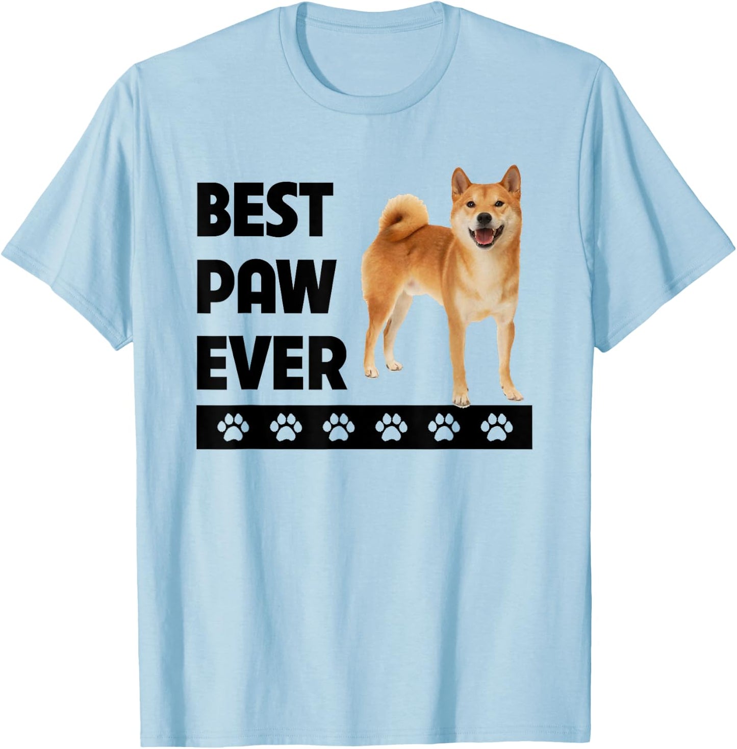 Shiba Inu Dog Dad Fathers Day Best Paw Ever Pet Parent Owner T-Shirt - T-Shirt | Light Blue