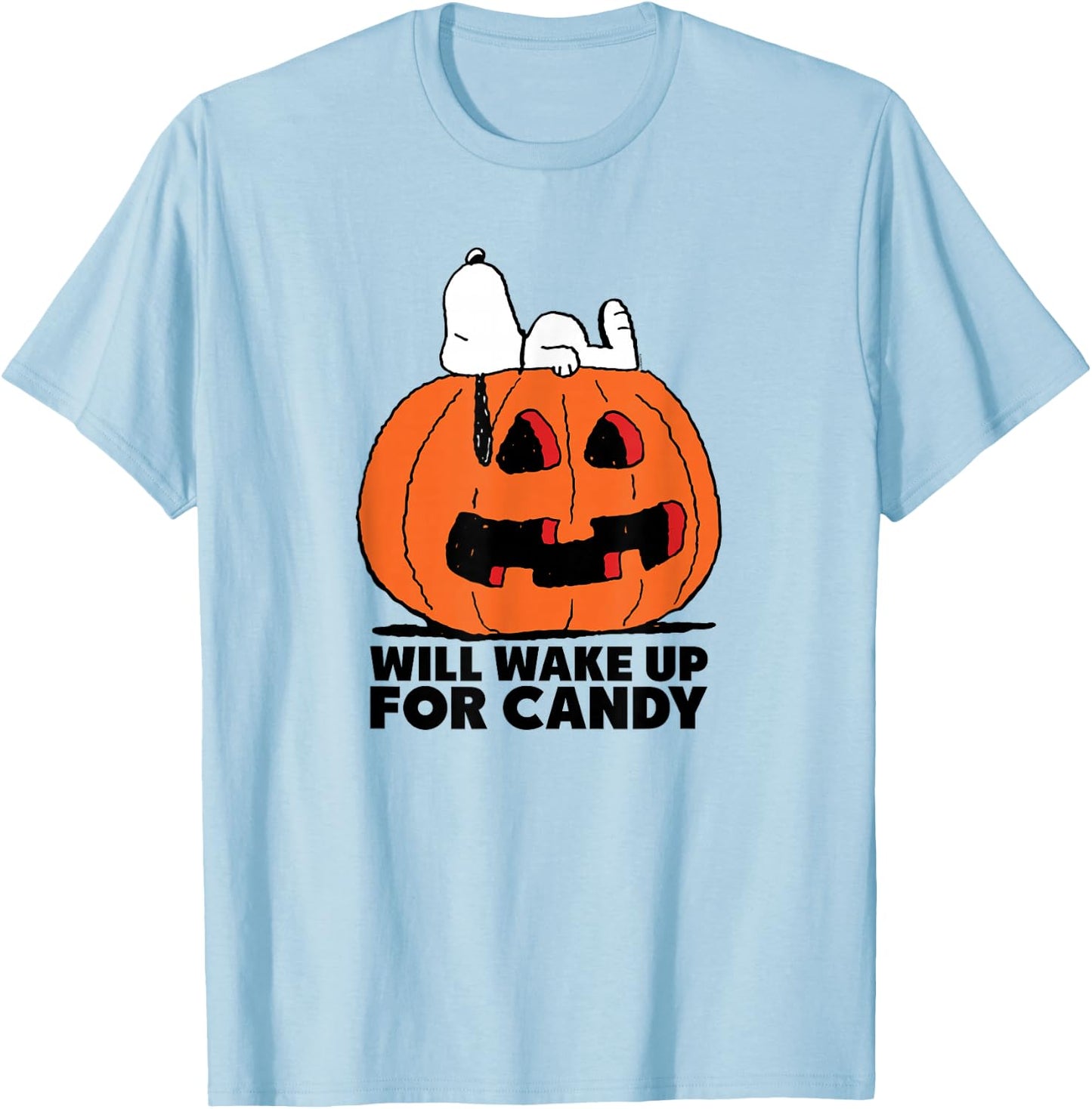 Peanuts Halloween Snoopy Wake For Candy T-Shirt - T-Shirt | Light Blue