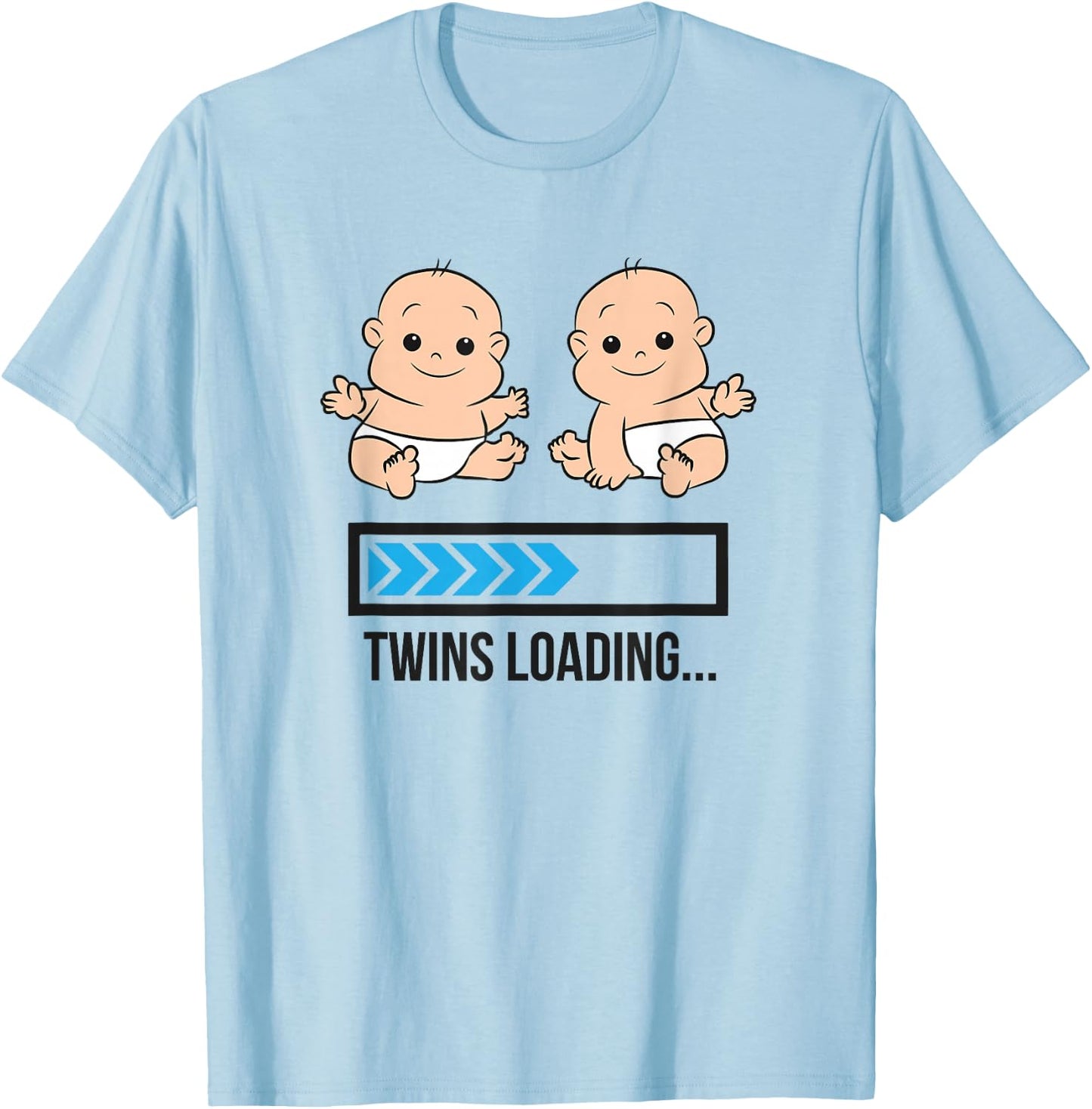 Mom Of Twin Pregnancy Twins Loading Pregnant With Twins T-Shirt - T-Shirt | Light Blue