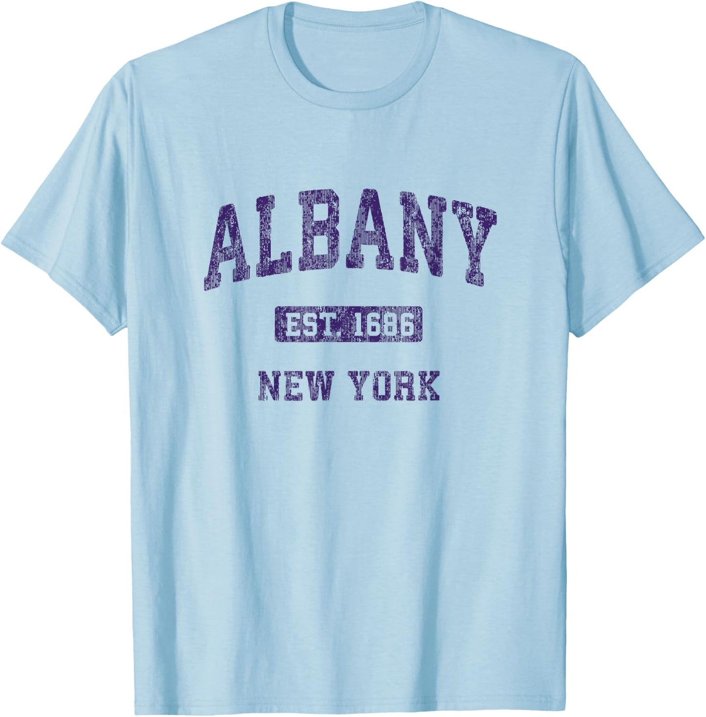 Albany New York Vintage Athletic Sports Design T-Shirt - T-Shirt | Light Blue