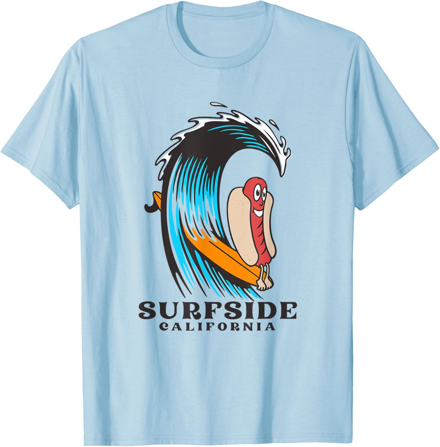 Surfside California Surfing Hot Dog Women Kids T-Shirt - T-Shirt | Light Blue